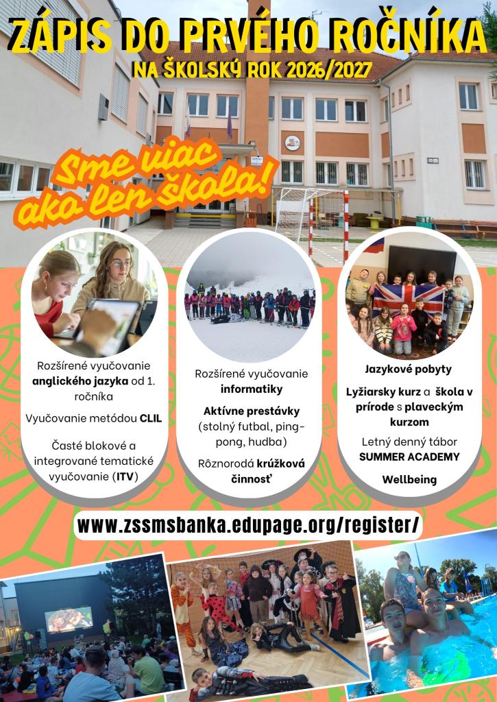Zápis do 1. ročníka ZŠ obce Banka na školský rok 2026/2027